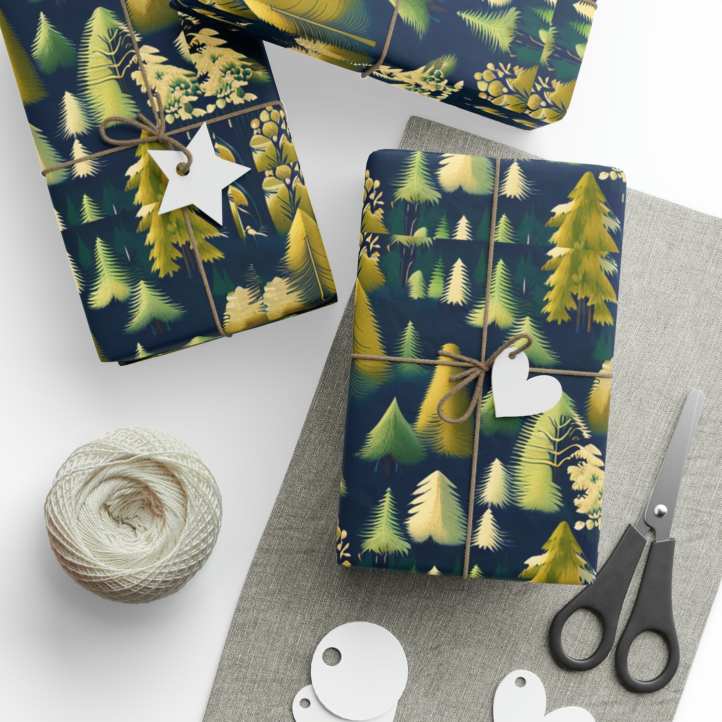 Navy Vintage Pine Tree Gift Wrap Paper, 1920 Collection