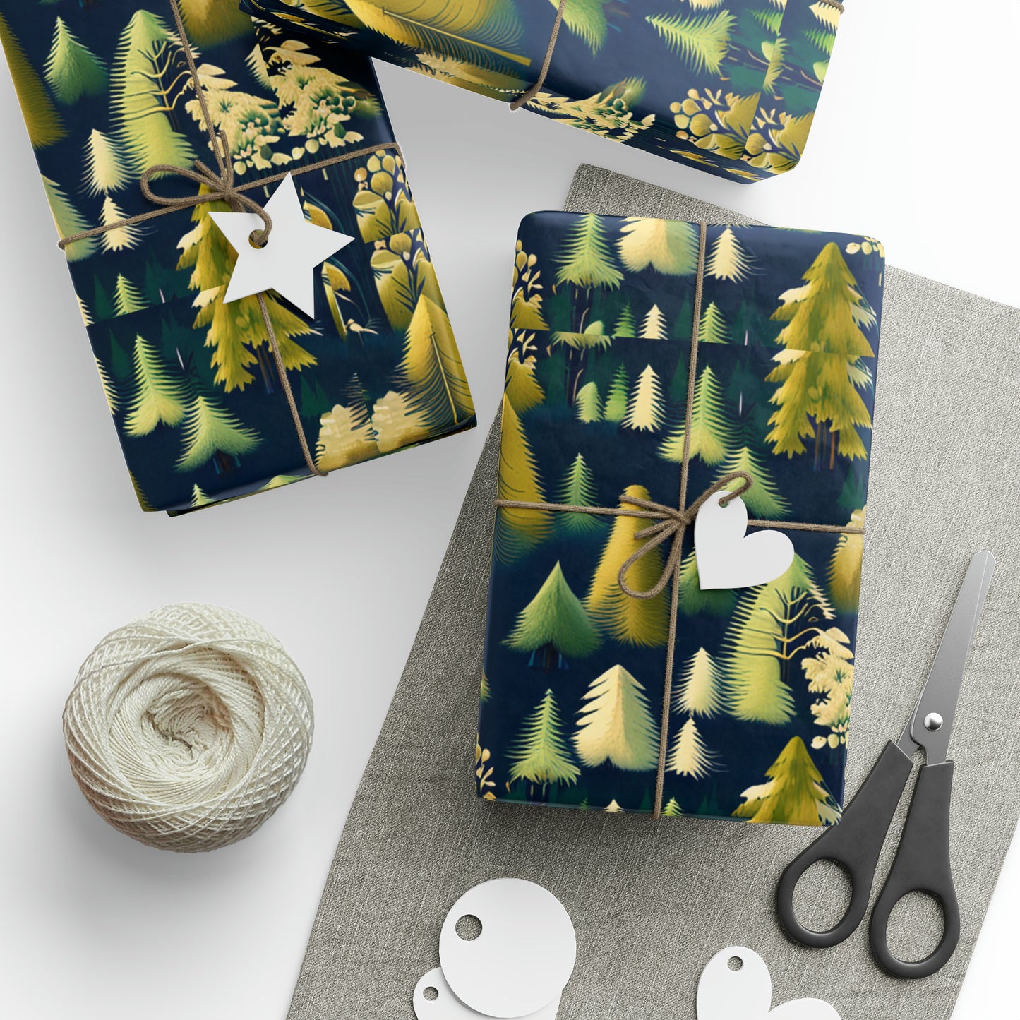 Navy Vintage Pine Tree Gift Wrap Paper, 1920 Collection