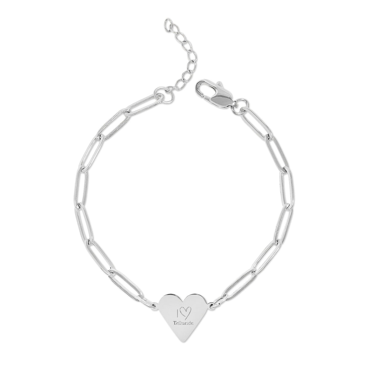 I Love Telluride Paperclip Heart Charm Bracelet