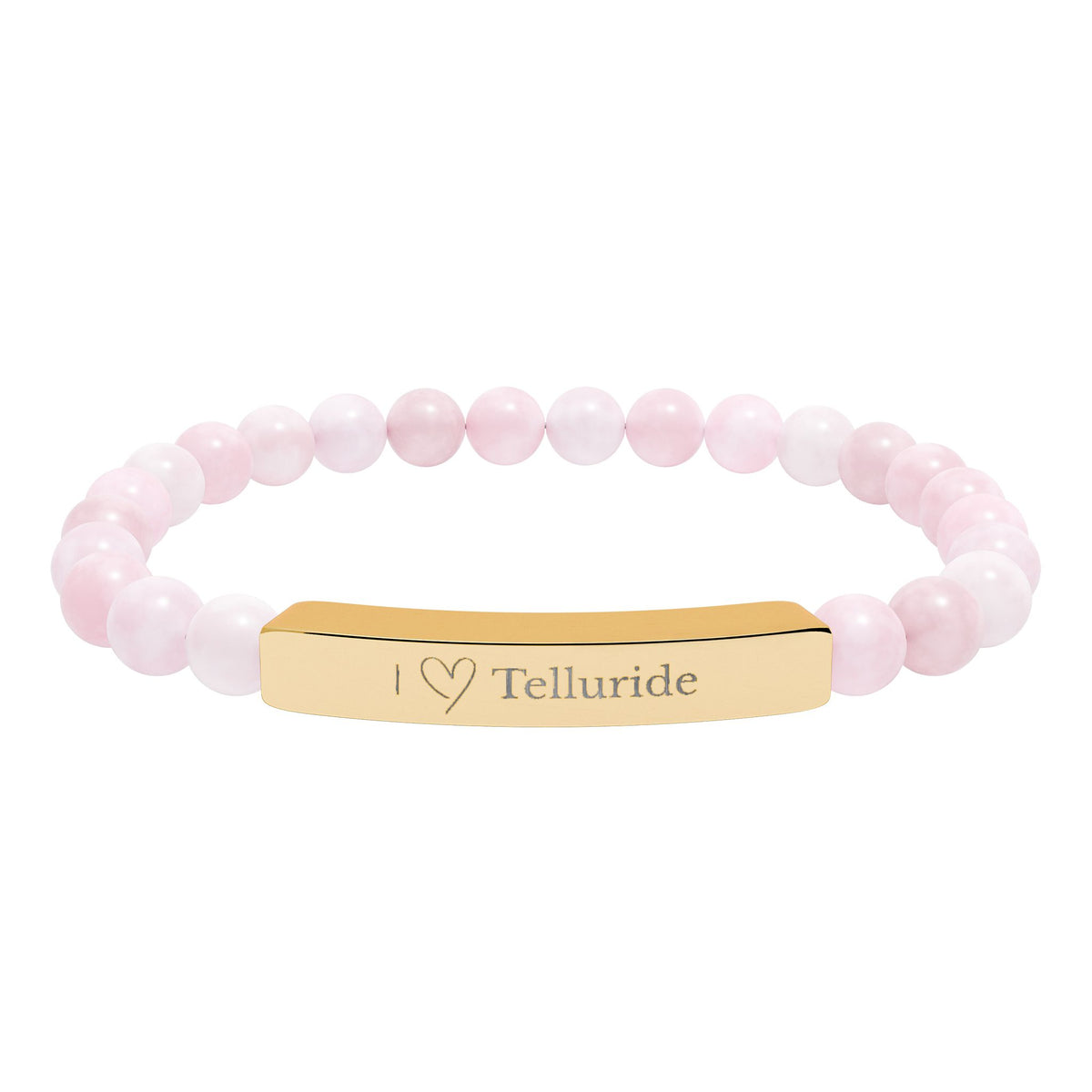 I Love Telluride Engraved Bar Stretch Bead Bracelet