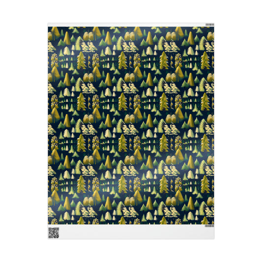 Navy Vintage Pine Tree Gift Wrap Paper, 1920 Collection